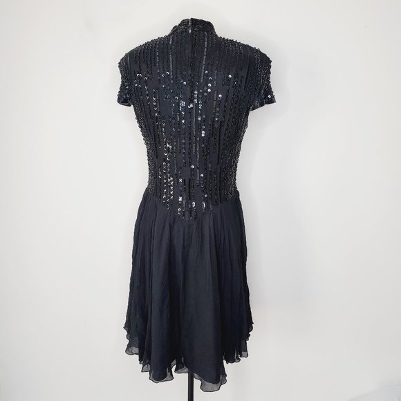 Vintage Nipon Elegant Black Sequin Dress - Picture 4 of 12